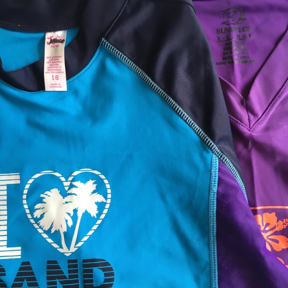 Girls XL swim shirts. 2 for price of one.